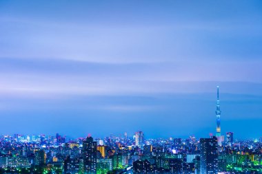 Tokyo şehri geceleri, Japonya.