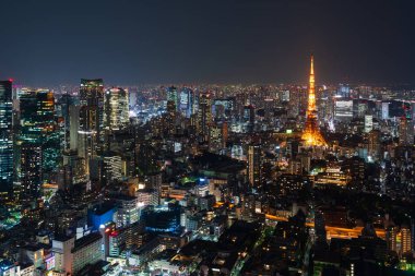 Alacakaranlıkta Tokyo şehri, Japonya