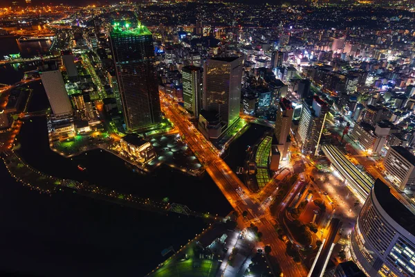 Nattvy över Yokohama stadsbilden, Japan — Stockfoto