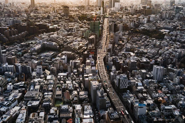 Vista aérea da via expressa metropolitana no.3 Linha Shibuya e — Fotografia de Stock