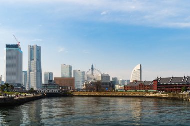 Minatomirai silueti, Yokohama körfezinden görünümü, Japonya