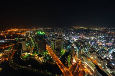 Yokohama Cityscape gece görünümü, Japonya