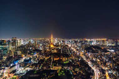 Alacakaranlıkta Tokyo şehri, Japonya