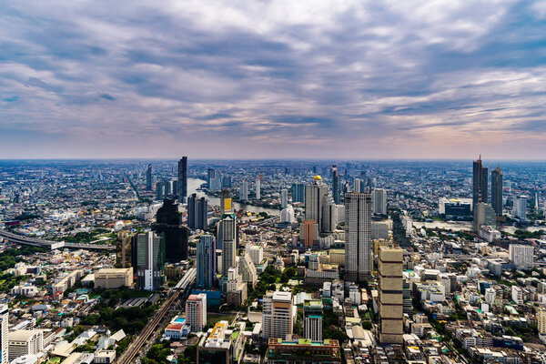 Bangkok city view with Chao Phraya River, Thailand