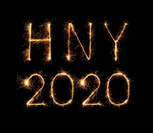 2020 happy new year fireworks written sparklers at night
