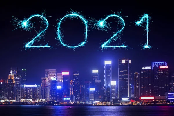 2021 ใหม ฉลองเหน อเม องฮ องกงในเวลากลางค — ภาพถ่ายสต็อก