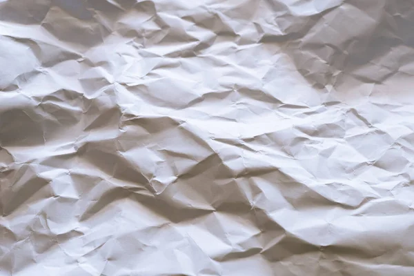 Beyaz Kağıt Gölge Seçici Odak Dokusu Arka Planıyla Kırışmış — Stok fotoğraf