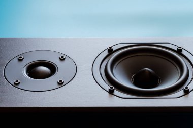 Müzik ve ev sinema sistemi için renk moduna ve ses tonuna sahip siyah premium hoparlör kapanışı