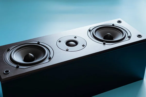 Primer Plano Del Altavoz Premium Negro Para Música Sistema Cine —  Fotos de Stock