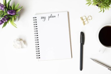 Planımın olduğu defter sayfası. Üst manzara, düz uzanma.