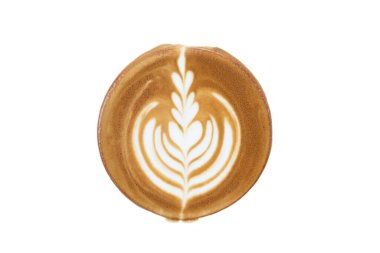 Beyaz arka planda izole edilmiş kahve latte sanatı.