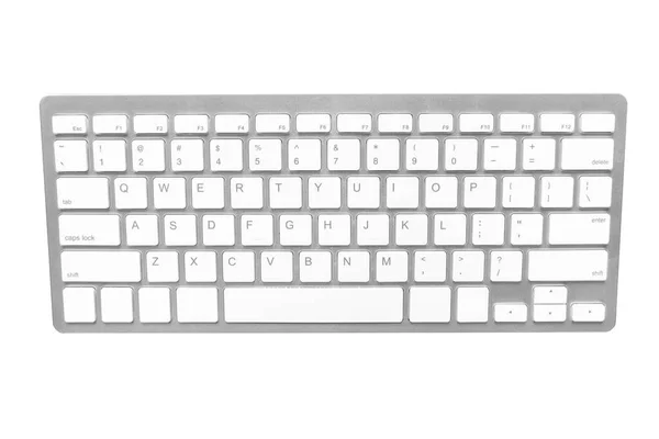 Bílé Bezdrátové Počítače Klávesnice Izolované Bílém Pozadí — Stock fotografie
