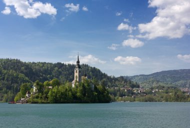 Hac kilise Bled Adası, Slovenya üzerinde Meryem varsayım