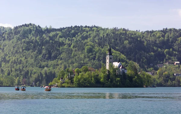 Hac Kilise Bled Adası Slovenya Üzerinde Meryem Varsayım — Stok fotoğraf
