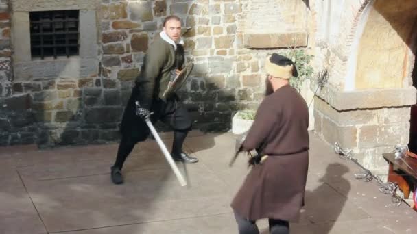 Gorizia Italien Mai 2018 Ausstellungsduell Bei Der Historischen Nachstellung Des — Stockvideo