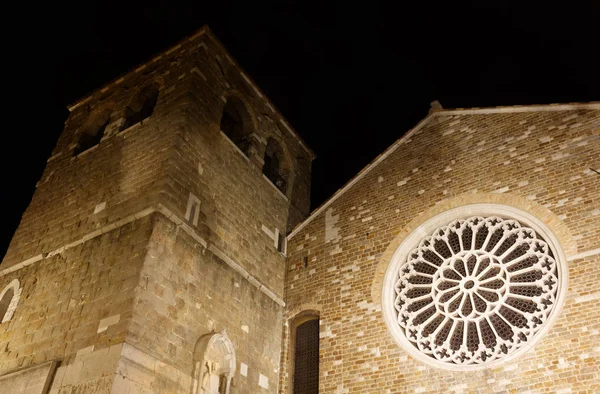 Ночной Вид Внешний Вид Собора Сан Джусто Триесте Италия — стоковое фото