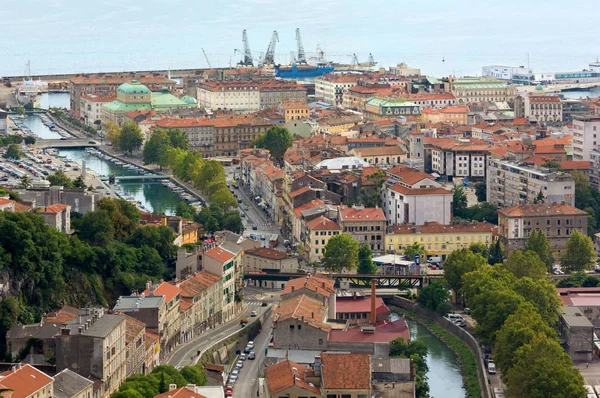 Vista Panorámica Rijeka Croacia Desde Trsat — Foto de Stock