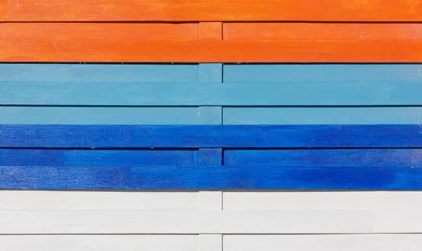 Részlet Egy Külső Fából Készült Mellvéd Festett Narancssárga Kék Fehér — Stock Fotó