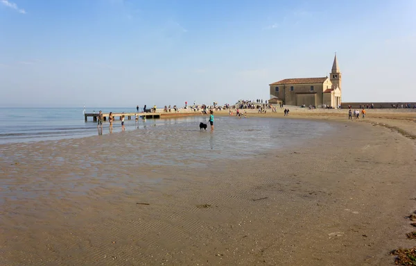 Caorle October 2018 Beach Pier Next Shrine Our Lady Angel — Stock Photo, Image