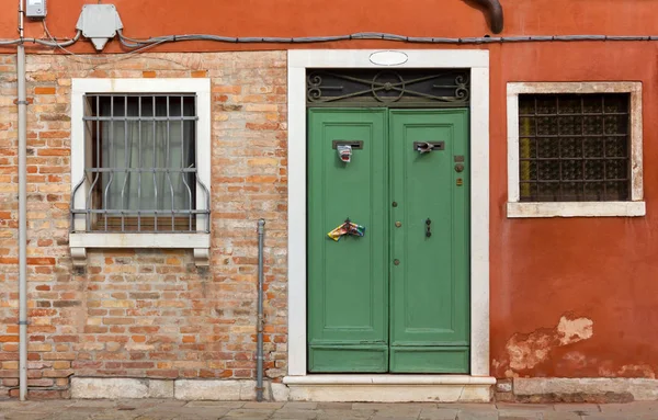 Detalj Fasaden Typisk Historisk Byggnad Venedig Italien — Stockfoto
