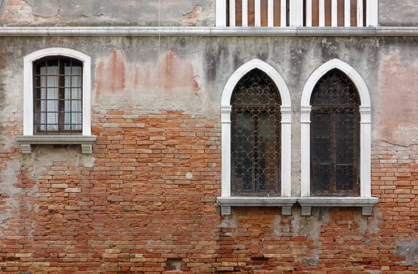 Detail Ruined Facade Historic Building Venice Italy — Stock Photo, Image