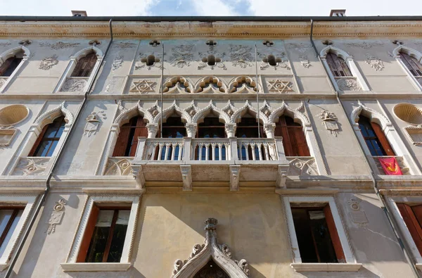 Feltre Italy August 2020 Facade Neo Gothic Guarnieri Palace Piazza — Stock Photo, Image
