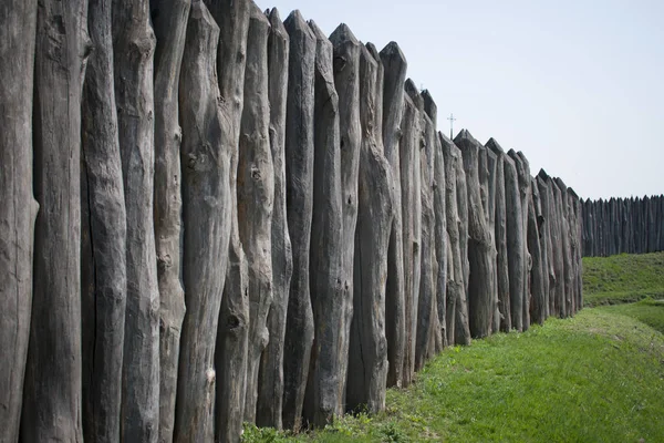 Long Fence Logs Protects Zaporizhzhya Sich — Stock Photo, Image