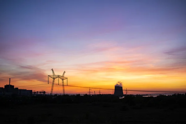 Central Nuclear Sus Equipos Torre Enfriamiento Agua —  Fotos de Stock