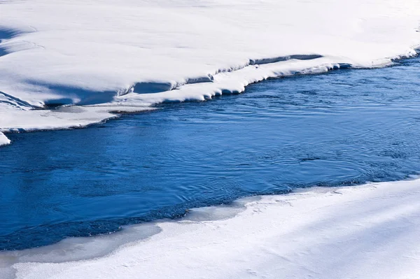 Eau Rivière Gelée Par Une Journée Hiver Très Froide — Photo