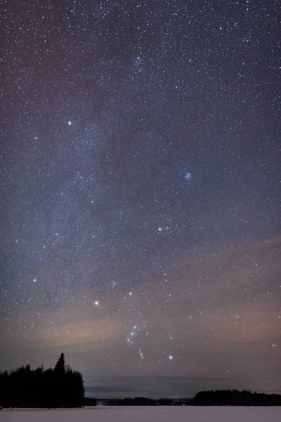 Constelación Orión Sobre Lago Congelado — Foto de Stock