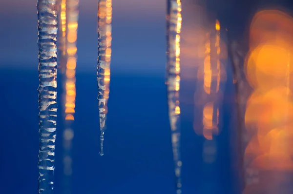 Arktické Slunce Osvětluje Rampouchy — Stock fotografie