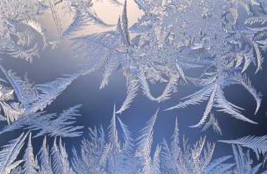 Pencere camında buz kristalleri
