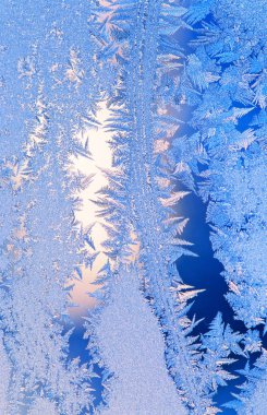 Pencere camında buz kristalleri