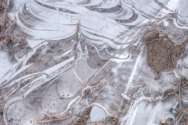 Gros Plan Sur Flaque Eau Congelée — Photo