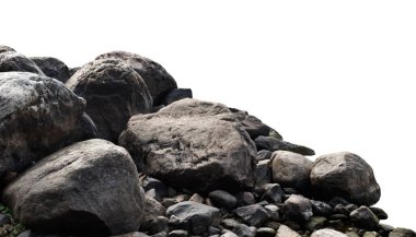 Heap of dark stones isolated on white background. clipart