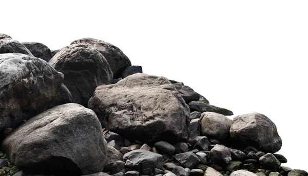 Heap Dark Stones Isolated White Background — Stock Photo, Image