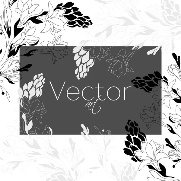 Plantilla Fondo Flores Vectoriales Arte Blanco Negro — Vector de stock