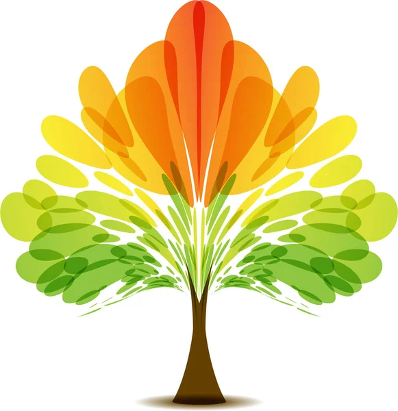 Soyut sonbahar ağacının renkli logosu, sanat ikonu ağacı — Stok Vektör