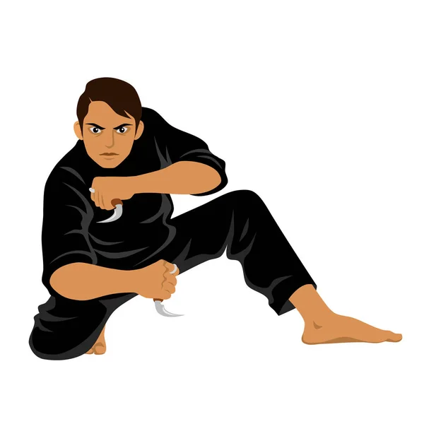 Vector Silat Using Karambit Weapon Pose — стоковый вектор