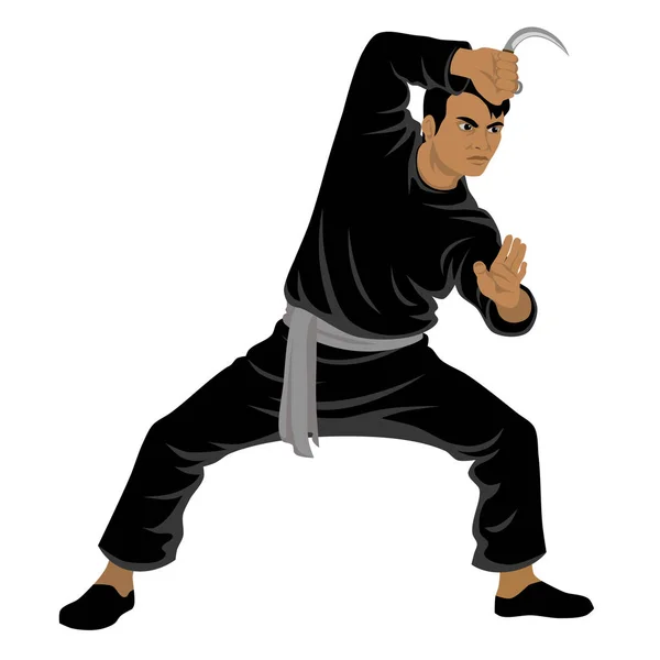 Vector Silat Using Karambit Weapon Pose — Stock Vector