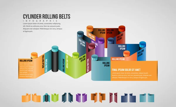 Vectorillustratie Van Cilinder Rolling Riemen Infographic Ontwerpelement — Stockvector