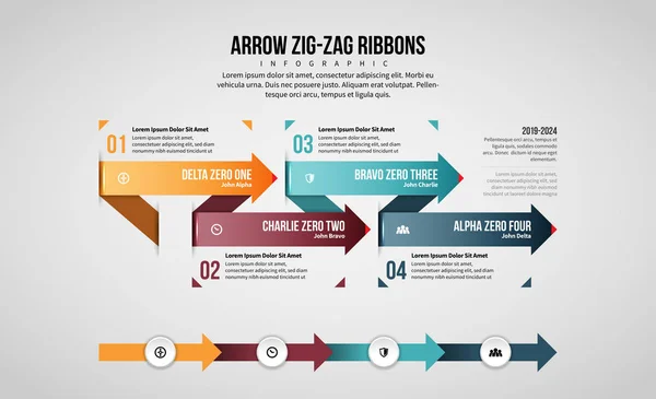 Vectorillustratie Van Pijl Zig Zag Linten Infographic Ontwerpelement — Stockvector