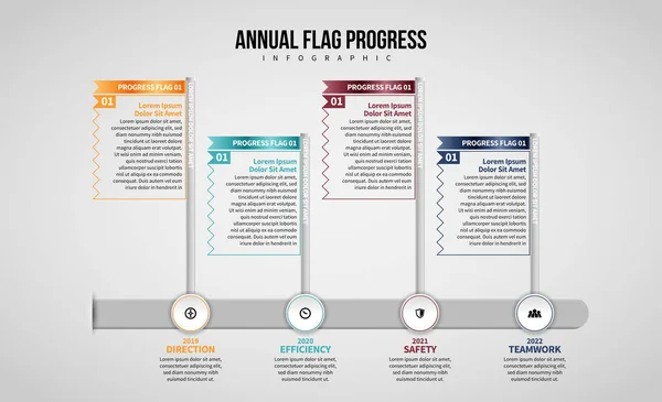 Vector Illustration Annual Flag Progress Infographic Design Element — Stock Vector
