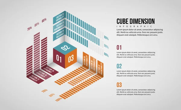 等距立方体尺寸图表设计单元的矢量图解 — 图库矢量图片