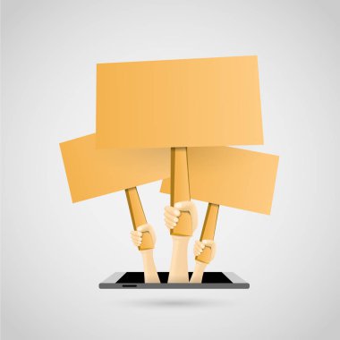 El cep telefonu ekranından elinde vektör çizim.