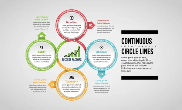 Vectorillustratie Van Continue Cirkel Lijnen Infographic Ontwerpelement — Stockvector