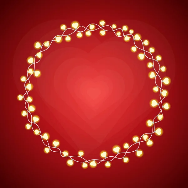 Heart Lights Circle Frame — Stock Vector