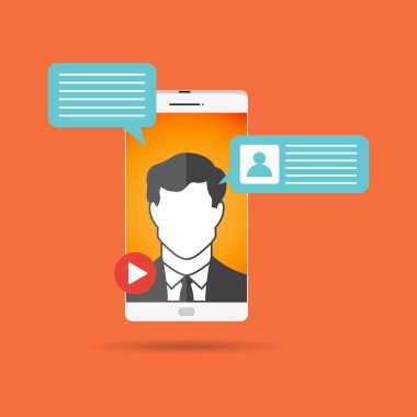 Erkek video çağrısı konsept tasarım öğesi vektör çizim.