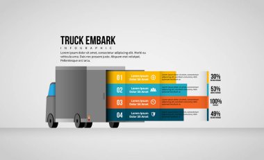 Kamyon rıhtımda Infographic tasarım öğesi vektör çizim.