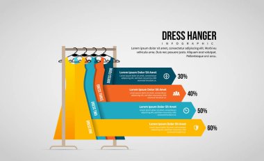 Elbise askısı Infographic tasarım öğeleri vektör çizim.